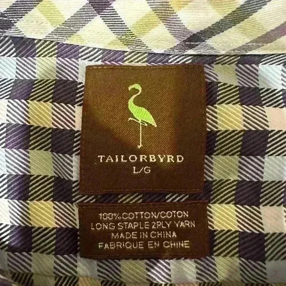 Taylor Byrd Purple Plaid Button Down Shirt Size Large - Picture 5 of 5